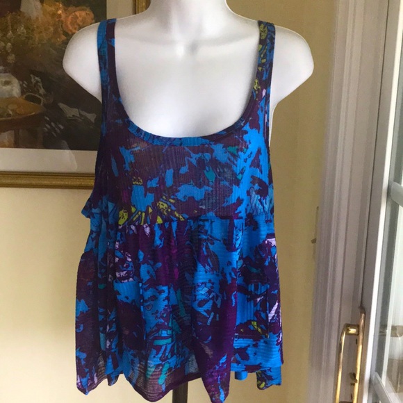 FREE PEOPLE TANK TOP HI-LO HEM Royal blue / Purple Size S - Picture 1 of 16